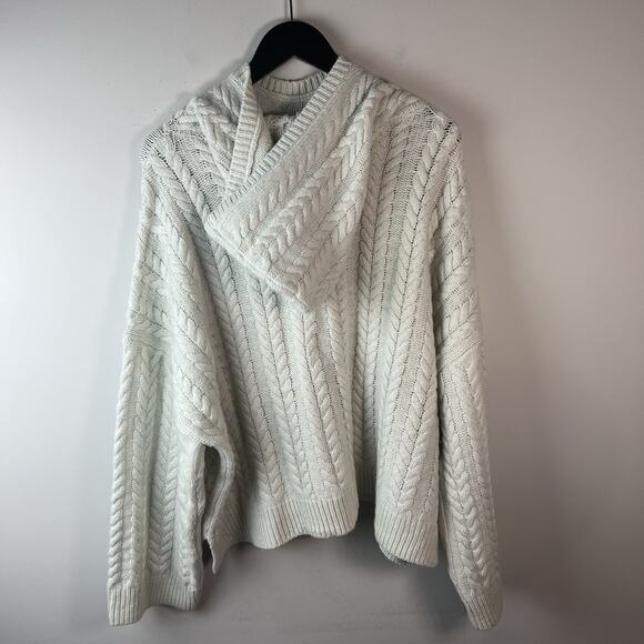 Haven Well Within Merino Cashmere Cable Knit Hoodie XXL Sweater Oversized Drop - Picture 7 of 8